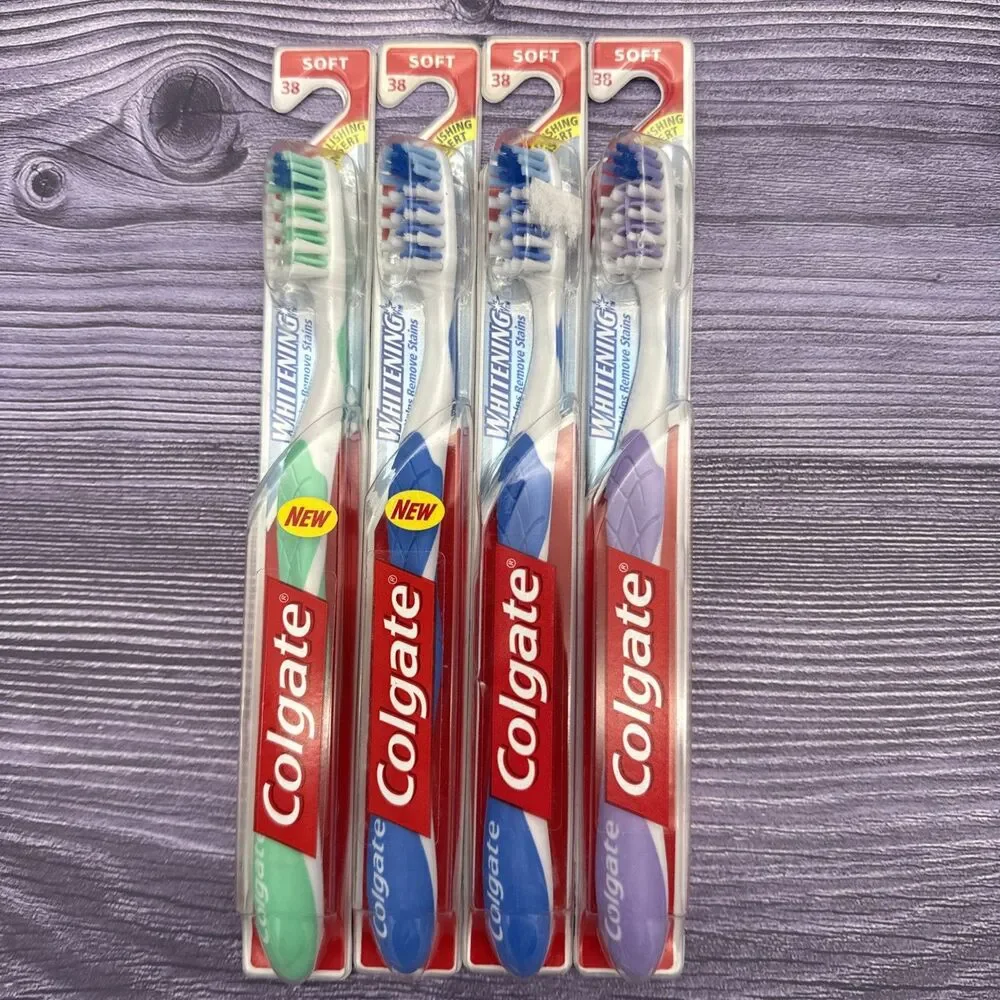 4 VTG Colgate Whitening Toothbrush Soft FULL Head (38) with Polishing Insert